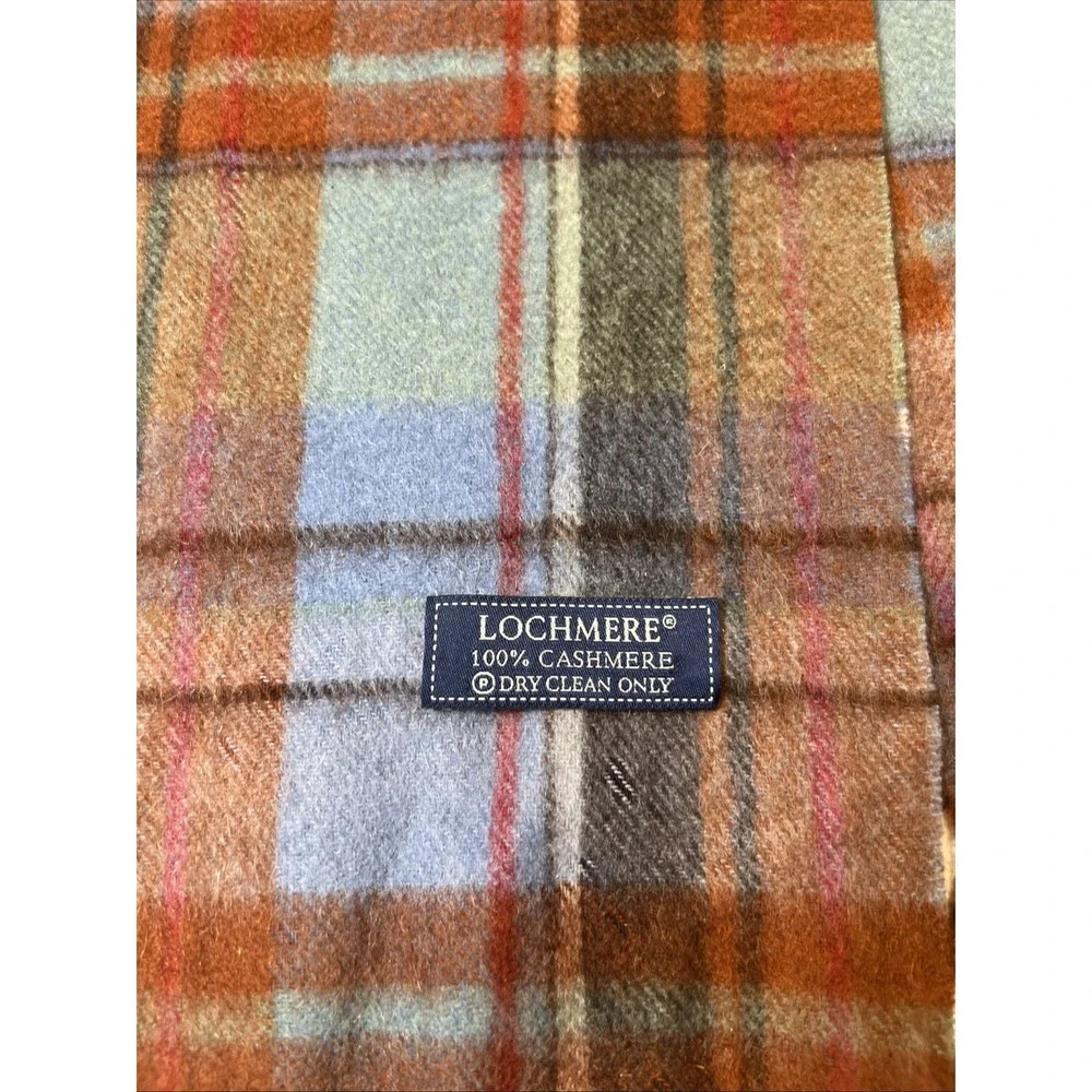 Lochmere Cashmere Scarf Plaid Black Blue